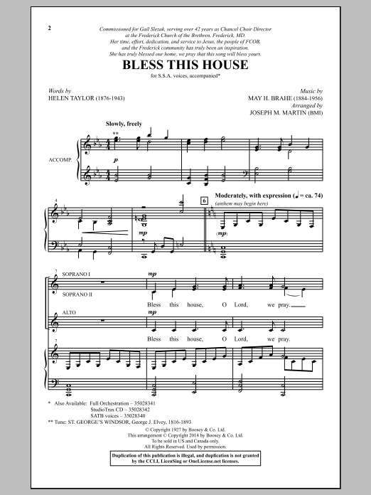 Download Joseph M. Martin Bless This House Sheet Music
