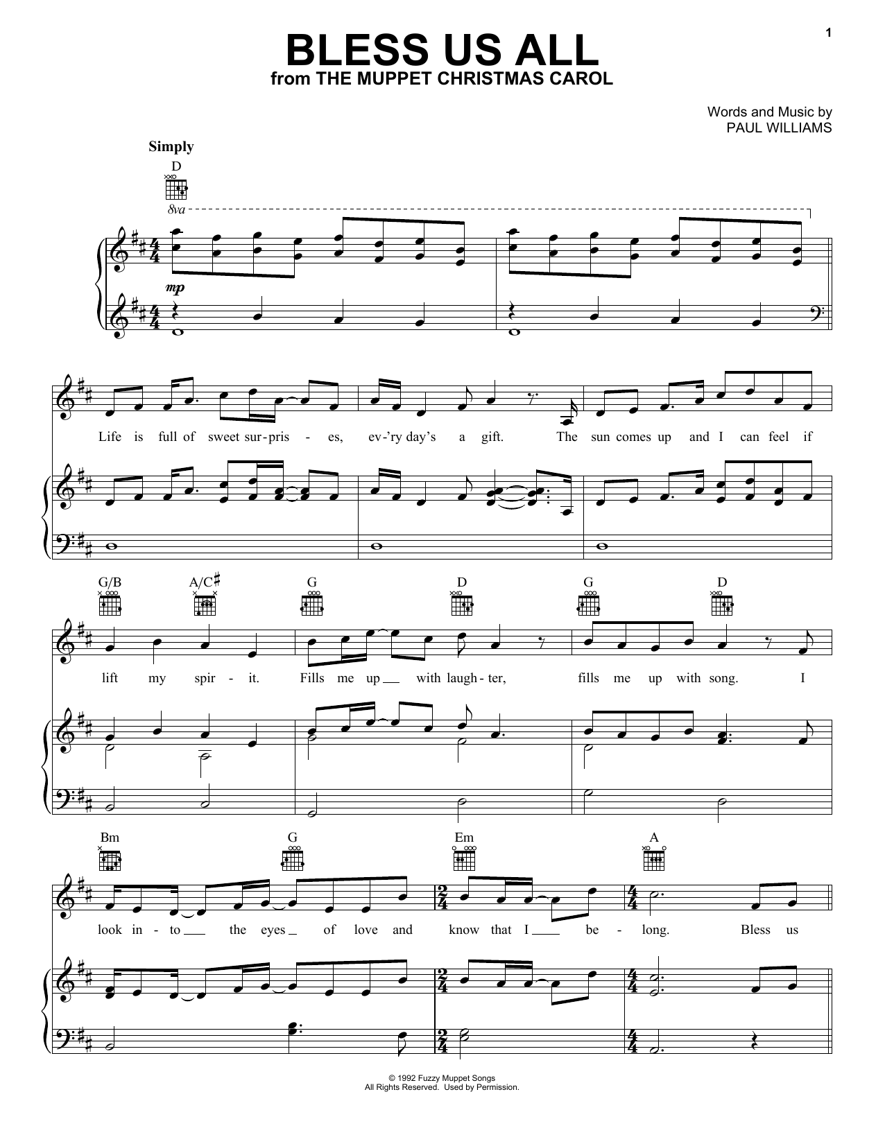 Download Paul Williams Bless Us All (from The Muppet Christmas Sheet Music