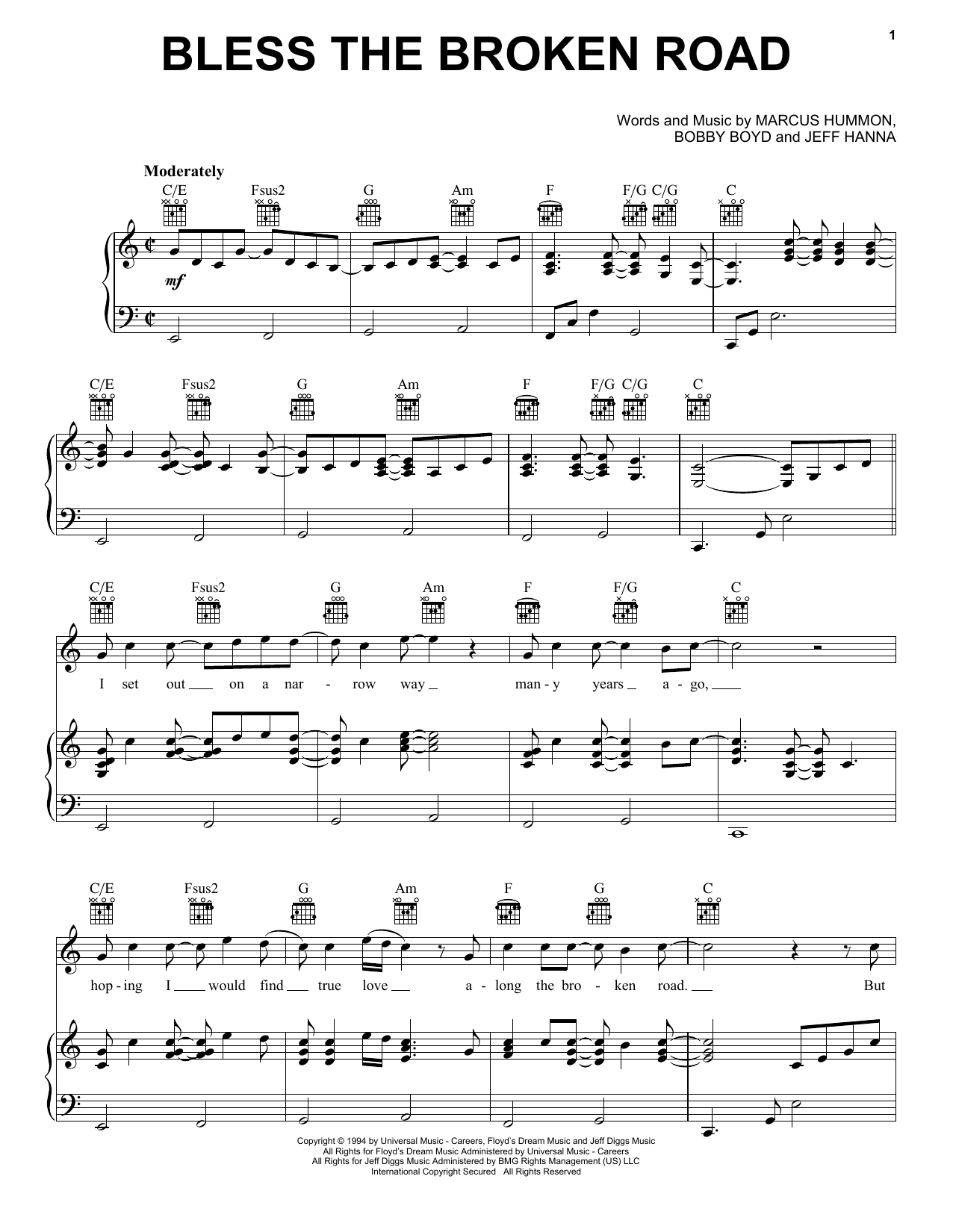 Rascal Flatts Bless The Broken Road sheet music notes printable PDF score