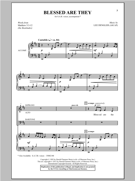 Download Lee Dengler Blessed Are They Sheet Music