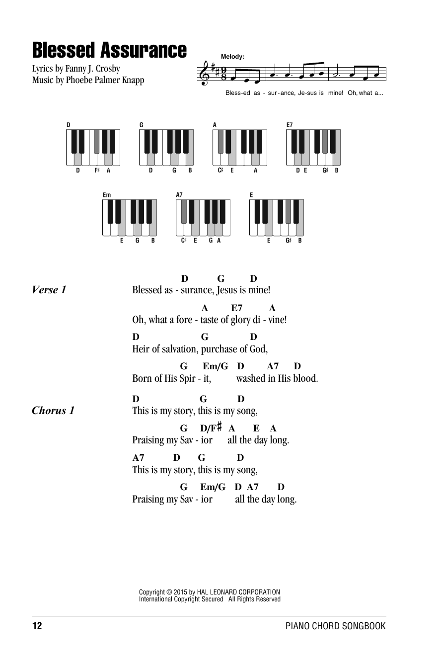 Download Fanny J. Crosby Blessed Assurance Sheet Music