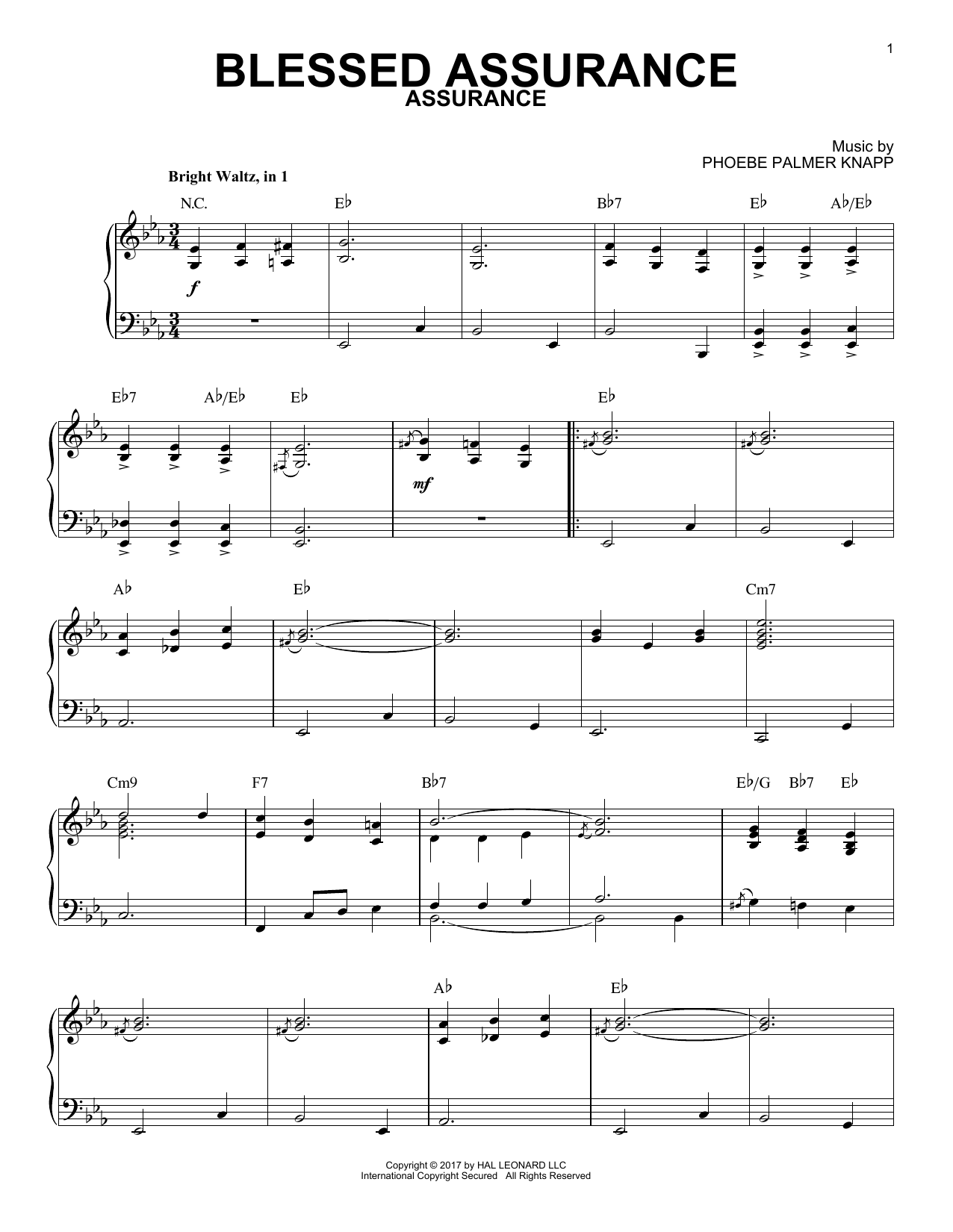 Download Fanny J. Crosby Blessed Assurance [Jazz version] Sheet Music