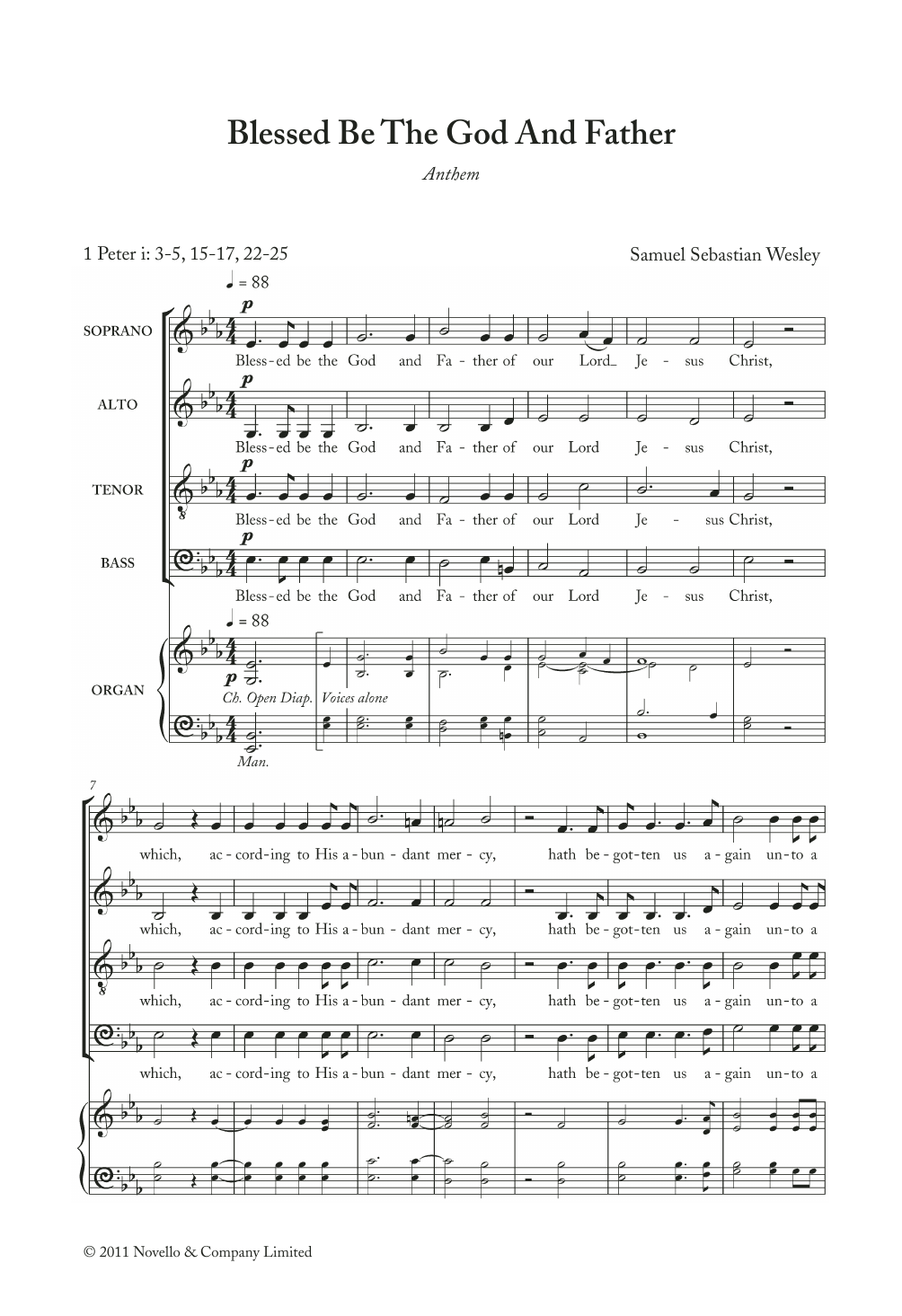 Download Samuel Wesley Blessed Be The God And Father Sheet Music