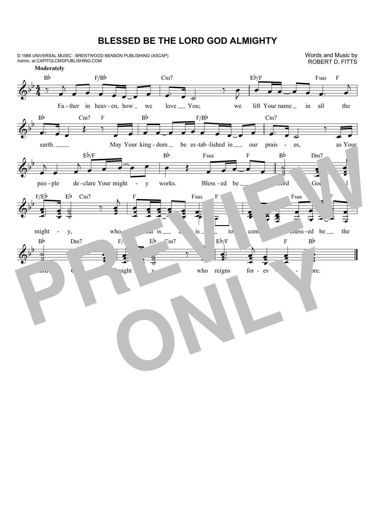 Download Robert D. Fitts Blessed Be The Lord God Almighty Sheet Music