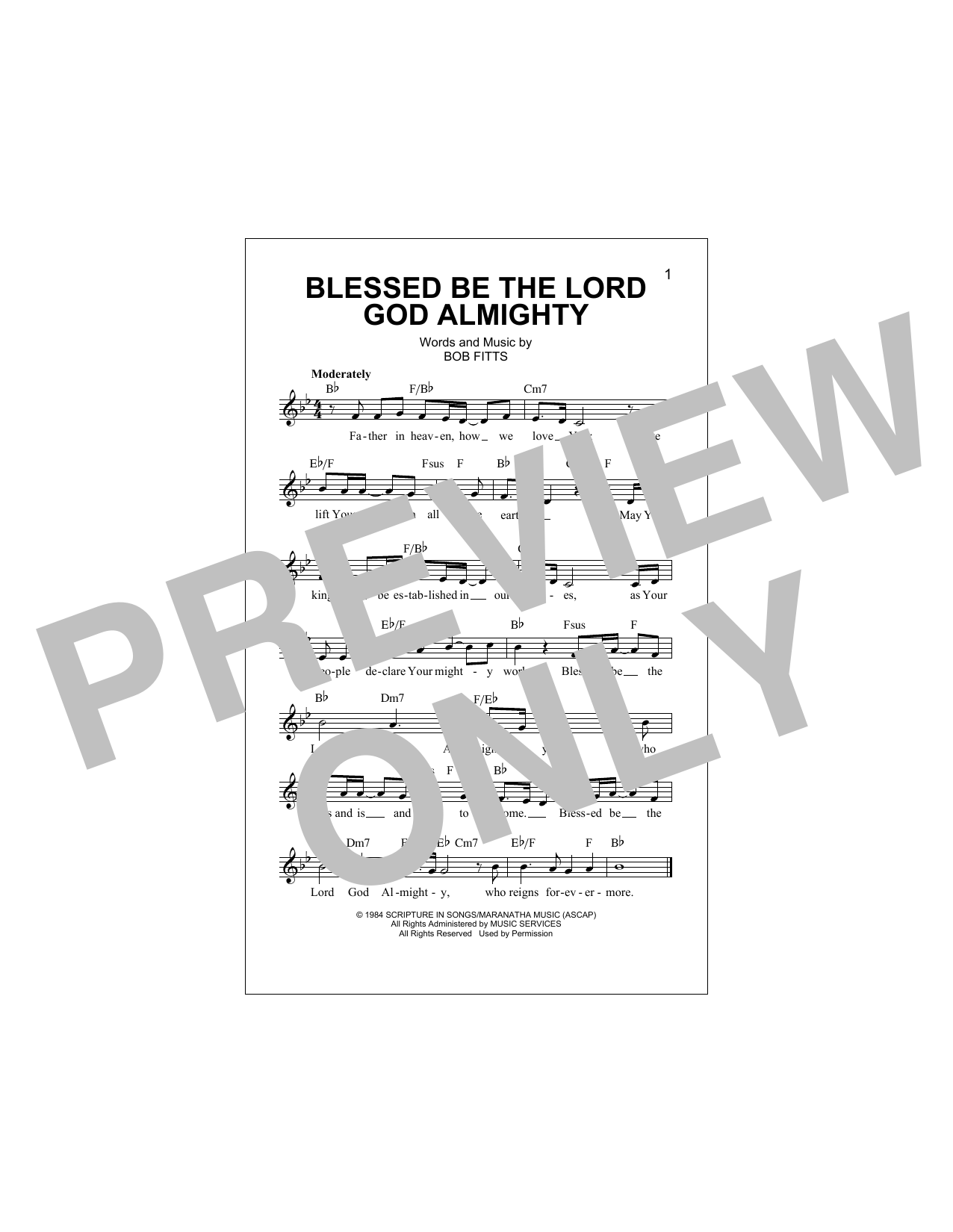 Download Robert D. Fitts Blessed Be The Lord God Almighty Sheet Music