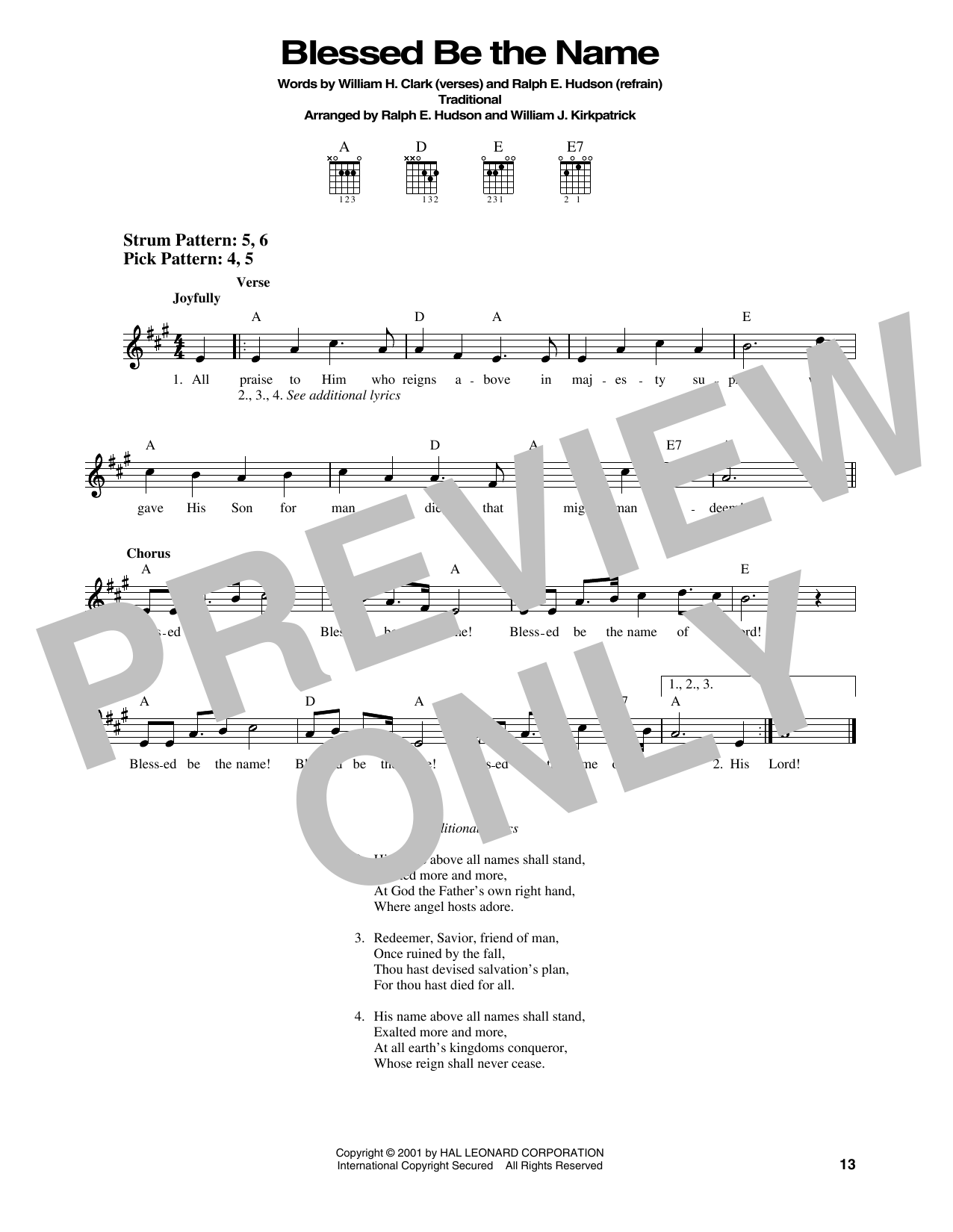 William J. Kirkpatrick Blessed Be The Name sheet music notes printable PDF score