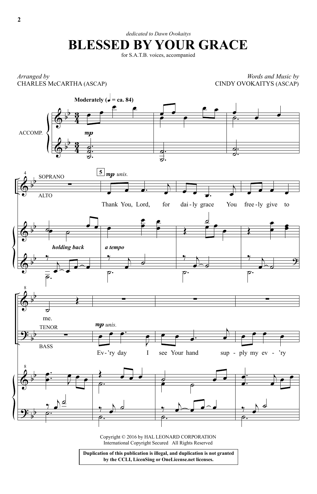 Download Charles McCartha Blessed By Your Grace Sheet Music