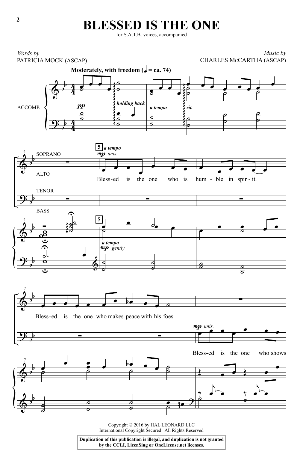 Download Charles McCartha Blessed Is The One Sheet Music