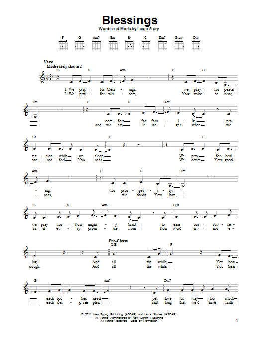 Download Laura Story Blessings Sheet Music