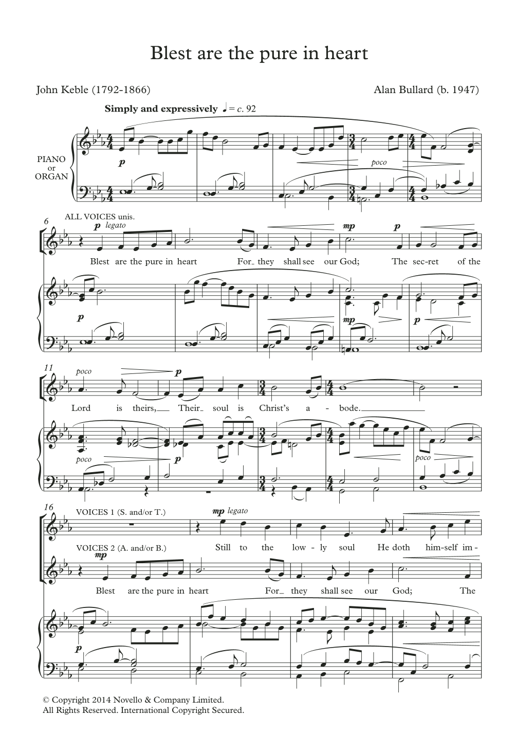 Download Alan Bullard Blest Are The Pure In Heart Sheet Music