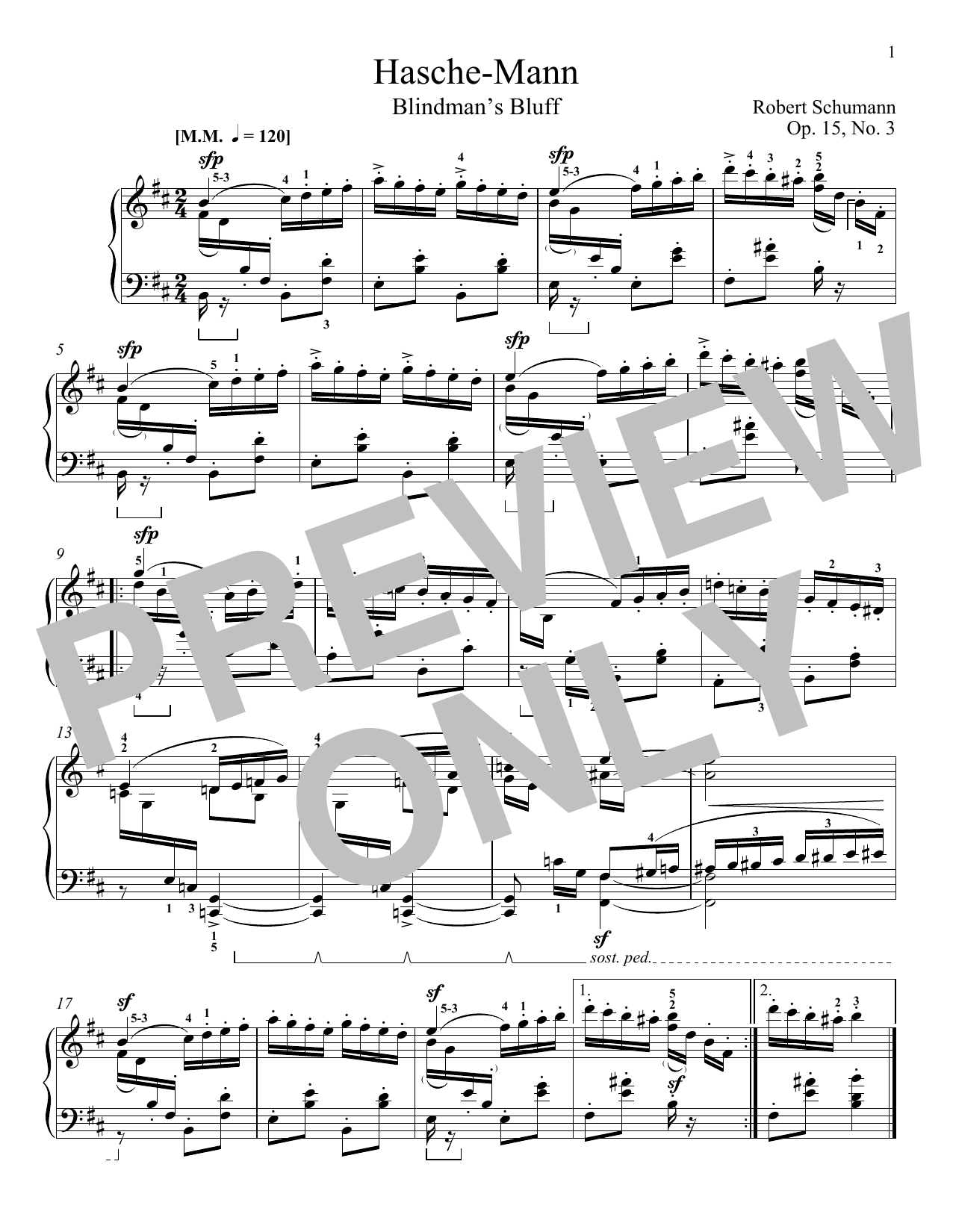 Download Robert Schumann Blindman's Bluff, Op. 15, No. 3 Sheet Music