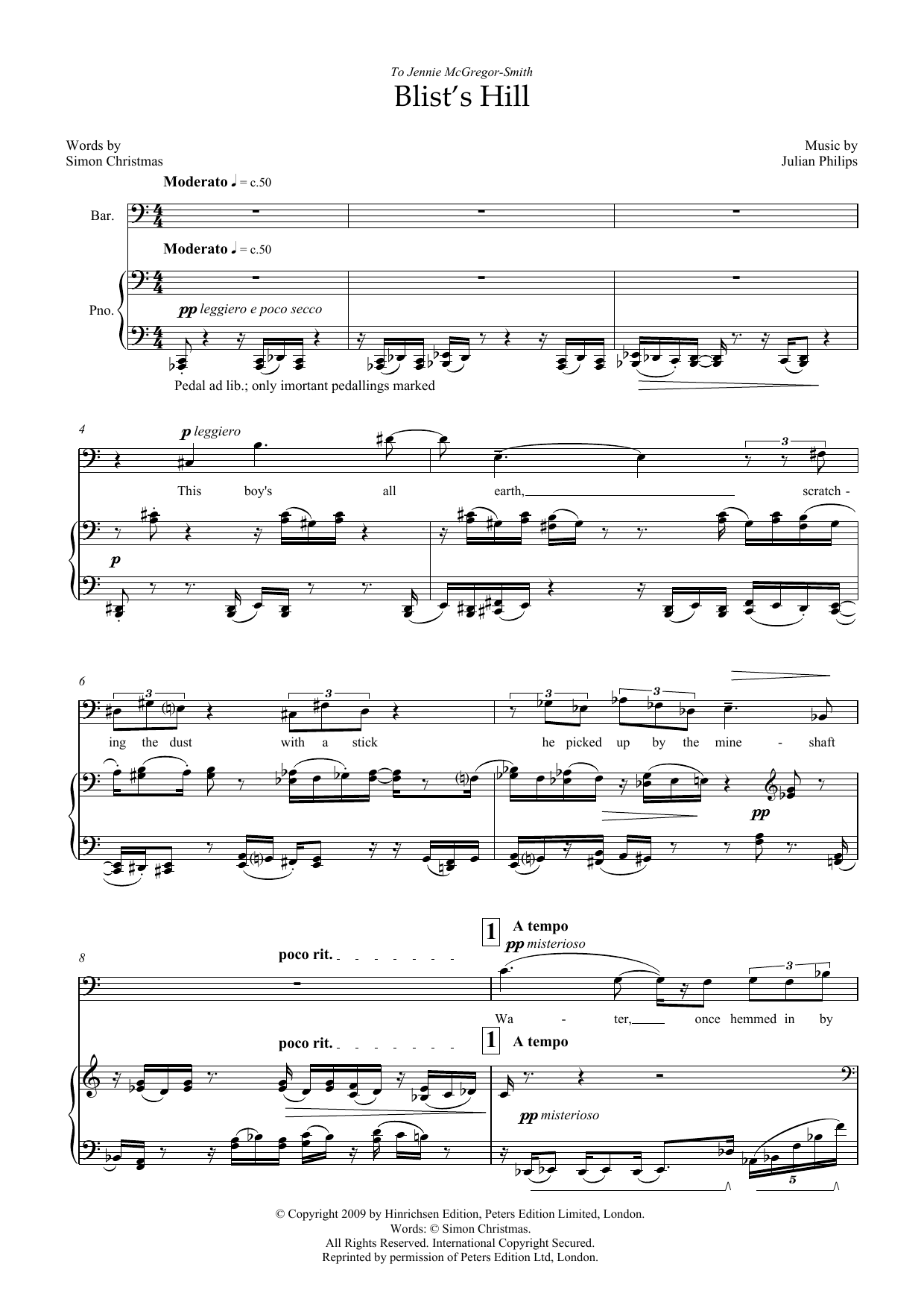 Download Julian Philips Blist's Hill (for baritone & piano) Sheet Music
