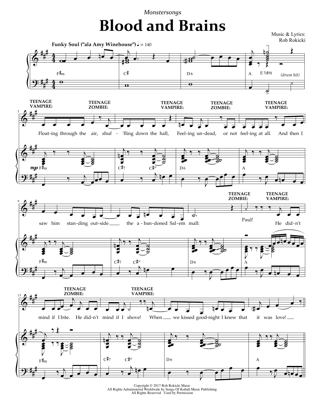 Download Rob Rokicki Blood And Brains (from Monstersongs) Sheet Music