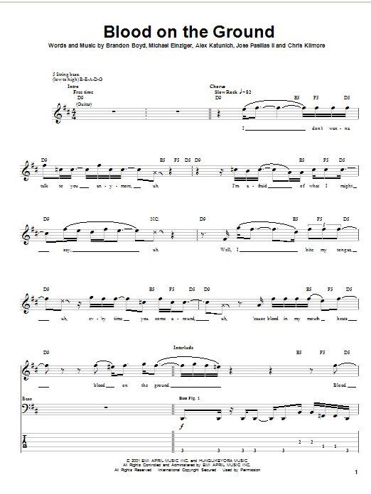 Download Incubus Blood On The Ground Sheet Music