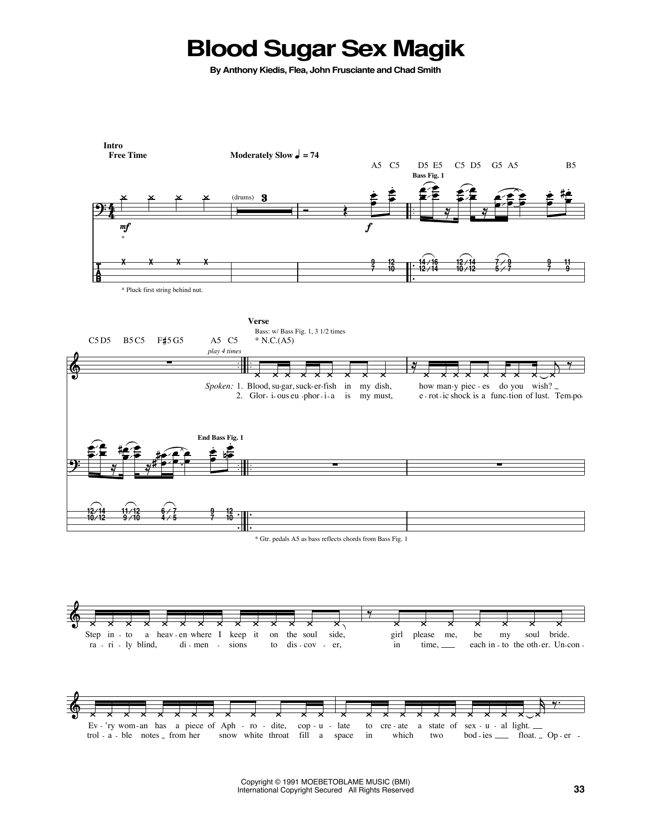 Download Red Hot Chili Peppers Blood Sugar Sex Magik Sheet Music