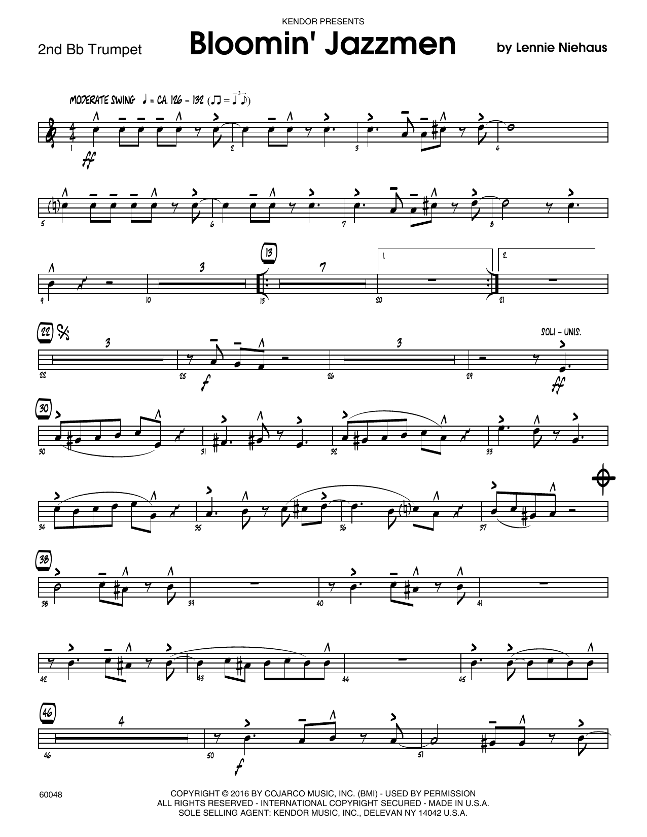 Download Lennie Niehaus Bloomin' Jazzmen - 2nd Bb Trumpet Sheet Music