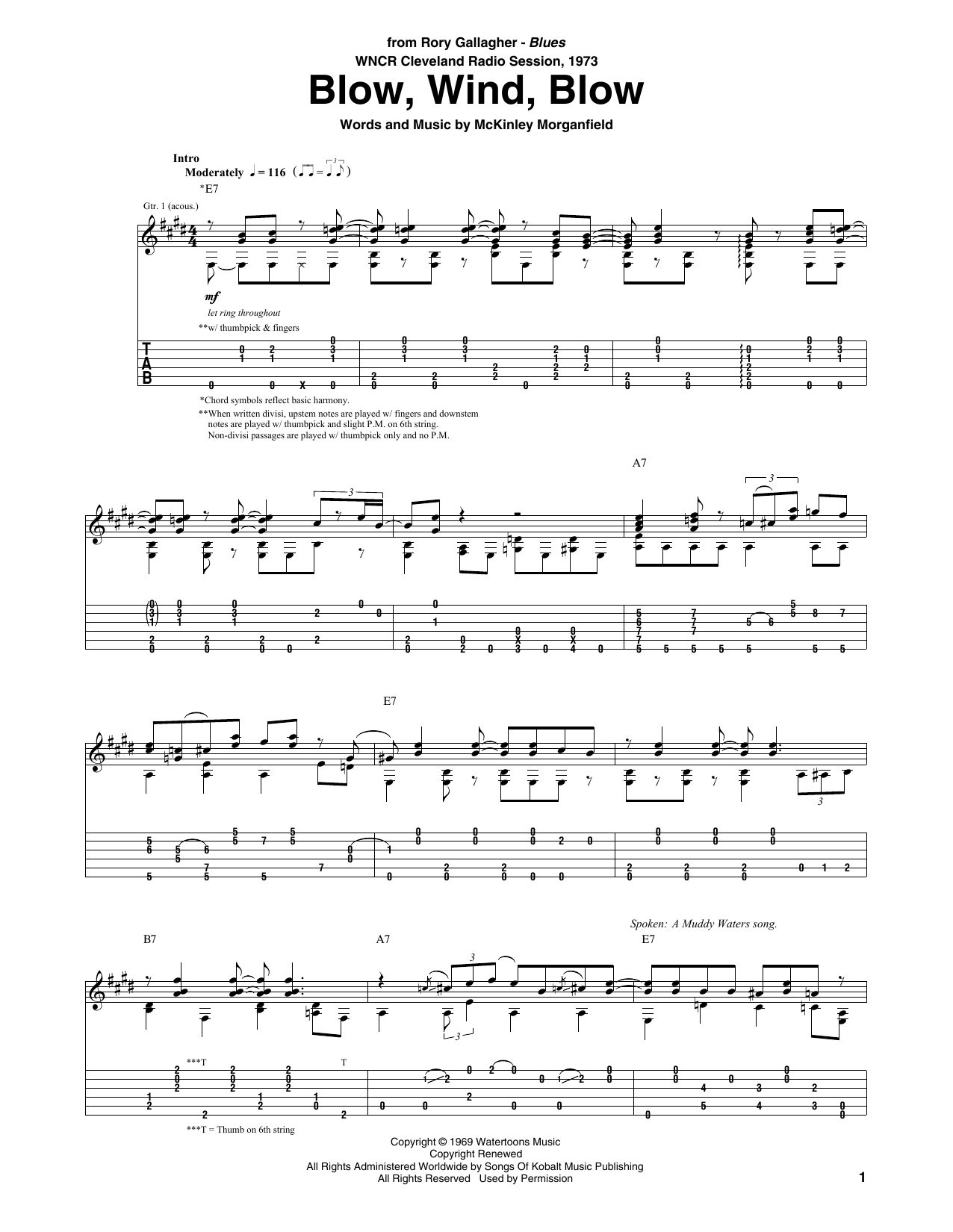 Download Rory Gallagher Blow, Wind, Blow Sheet Music