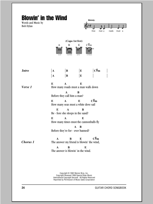 Download Peter, Paul & Mary Blowin' In The Wind Sheet Music