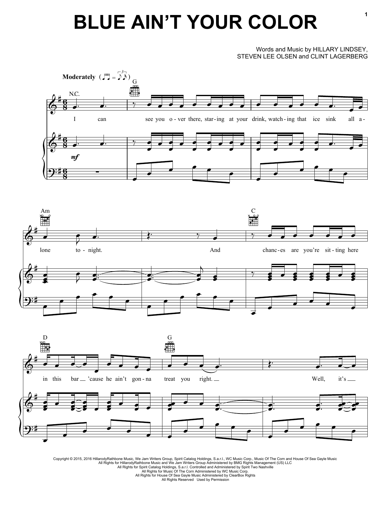 Download Keith Urban Blue Ain't Your Color Sheet Music