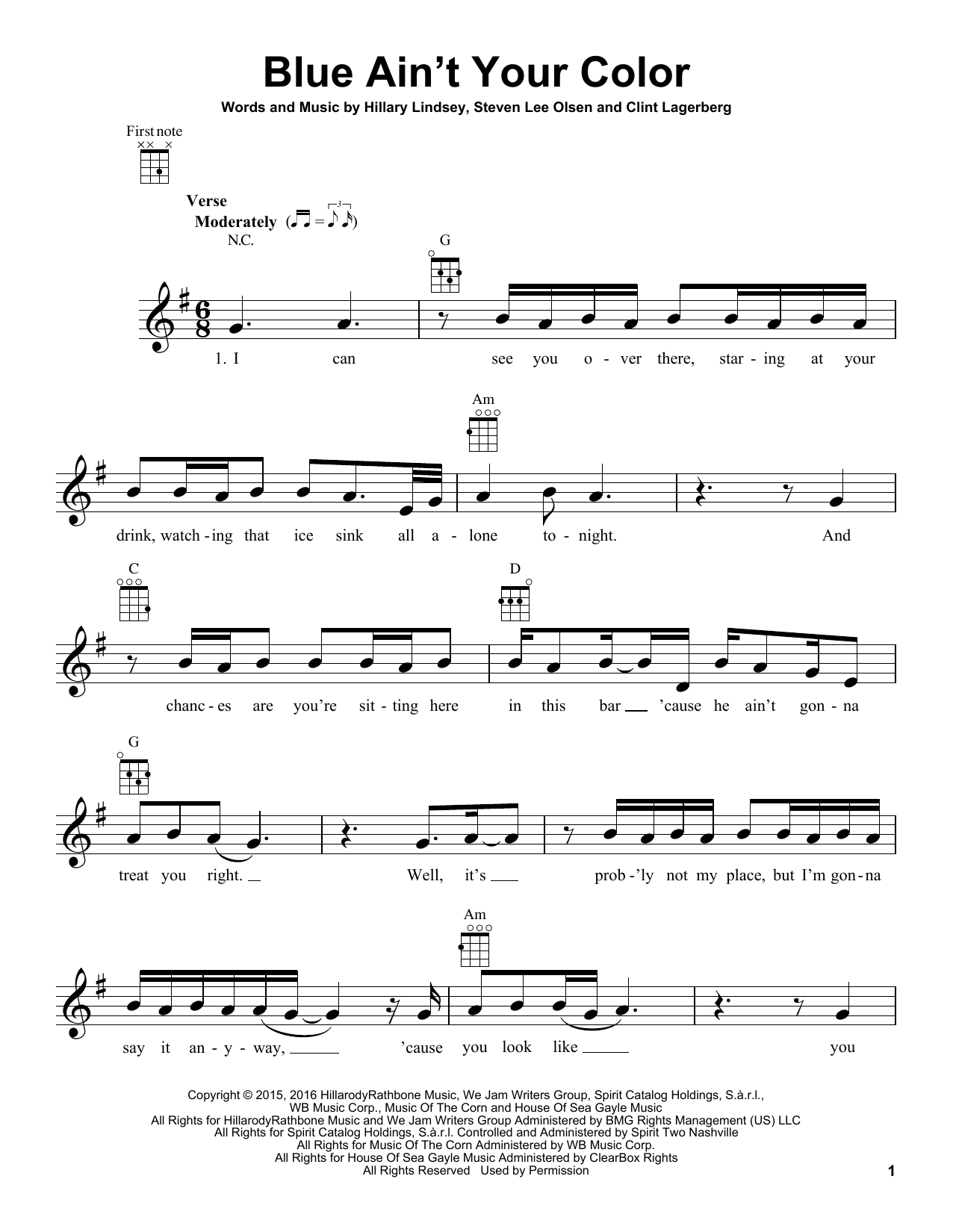 Download Keith Urban Blue Ain't Your Color Sheet Music