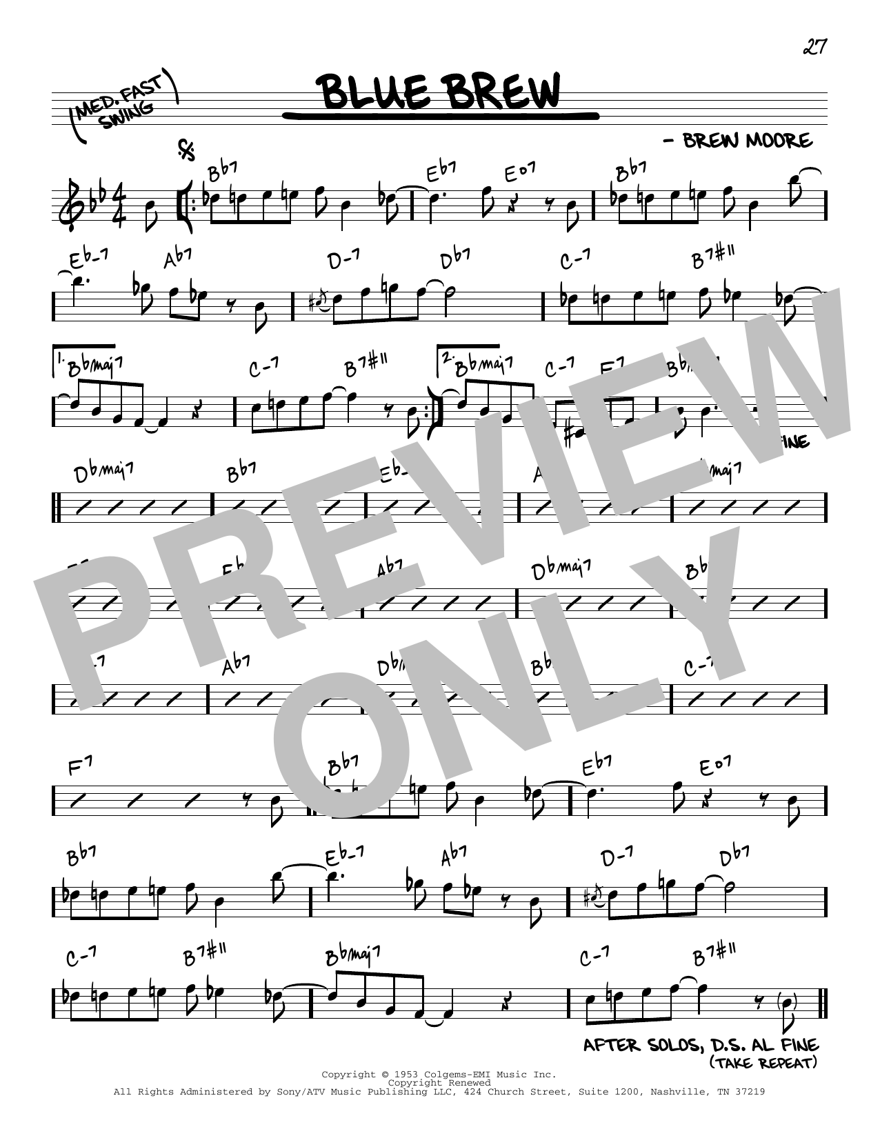 Download Brew Moore Blue Brew Sheet Music