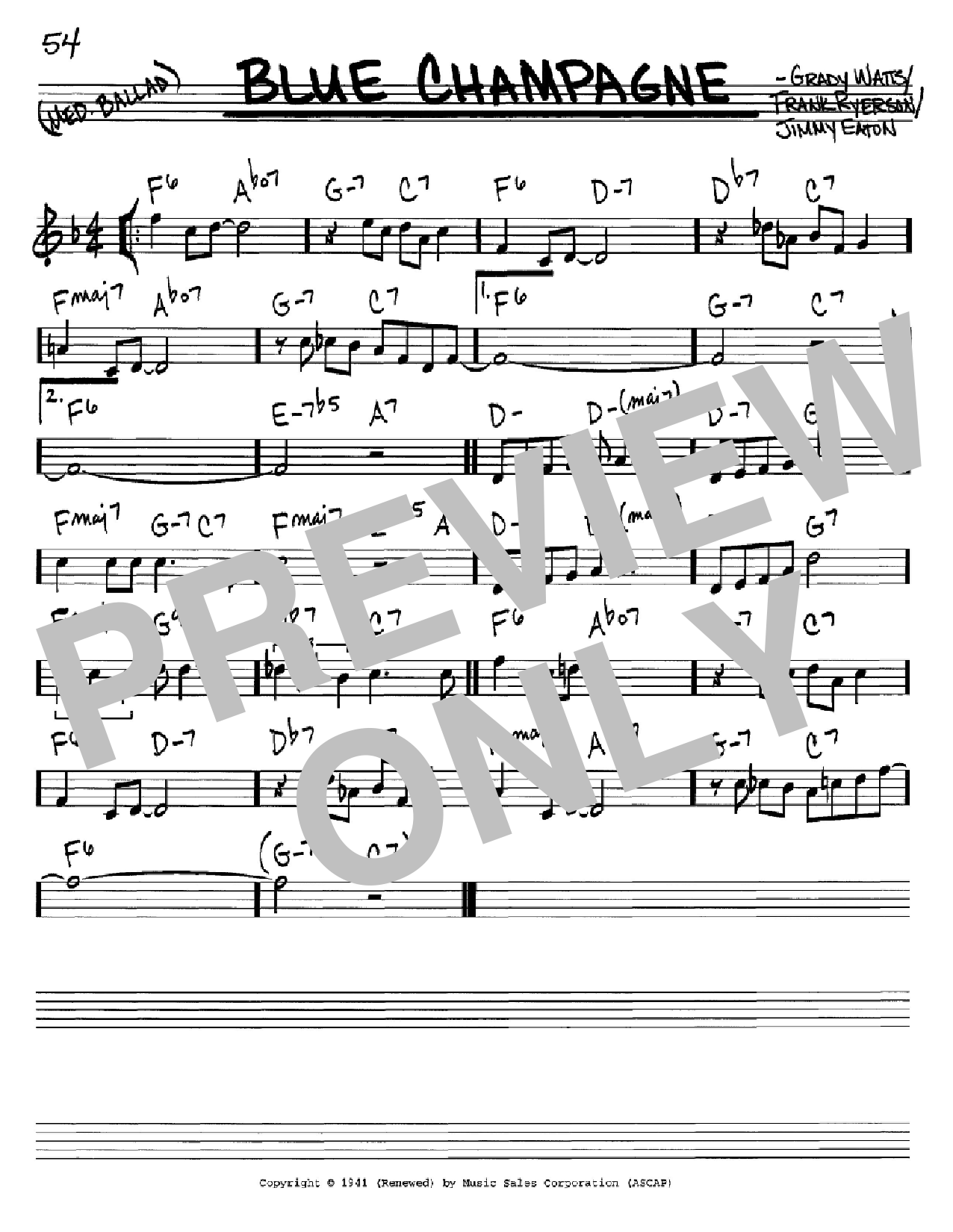 Download Jimmy Dorsey Blue Champagne Sheet Music