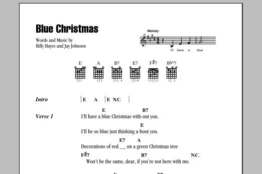 Download Elvis Presley Blue Christmas Sheet Music
