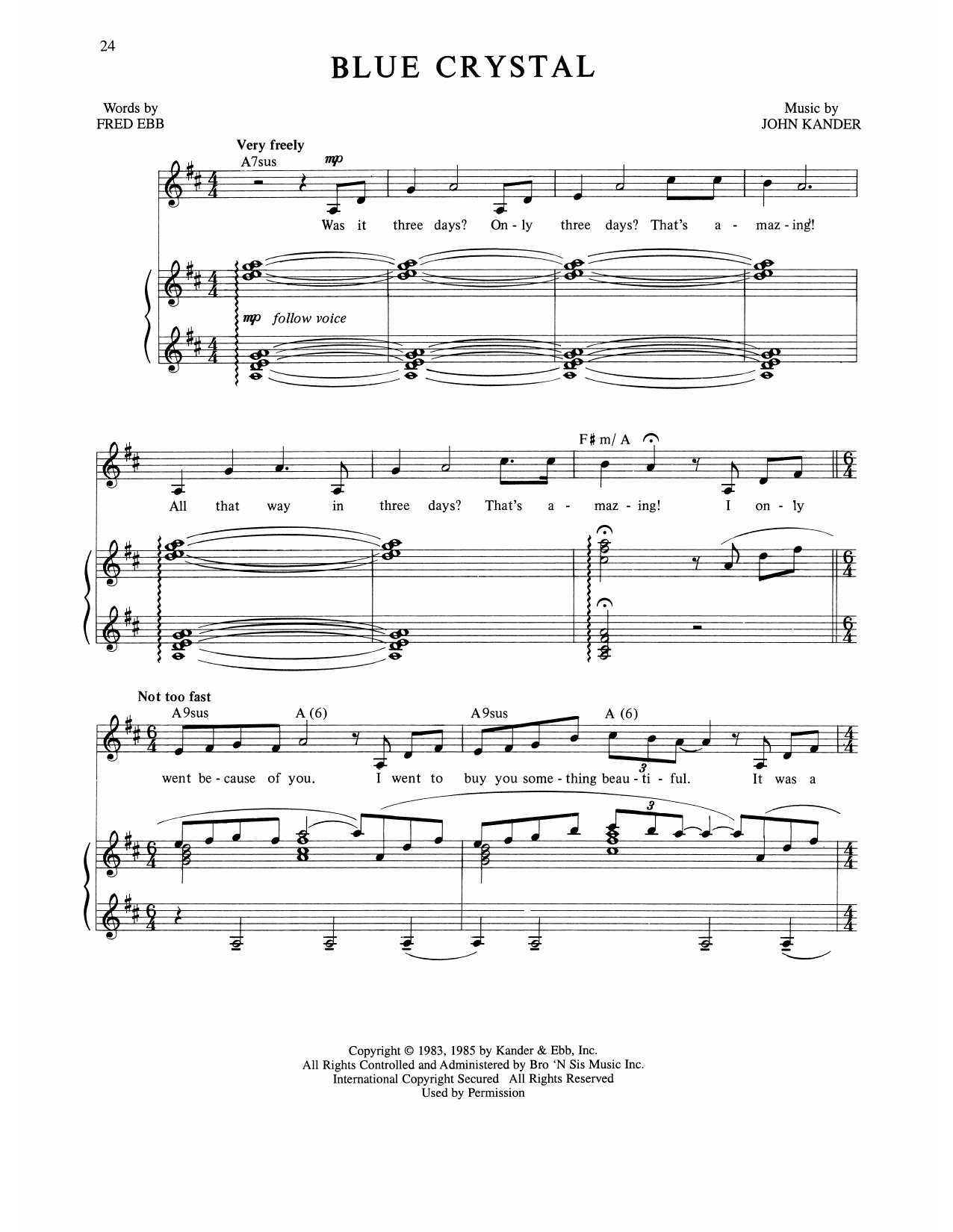 Download Kander & Ebb Blue Crystal (from The Rink) Sheet Music