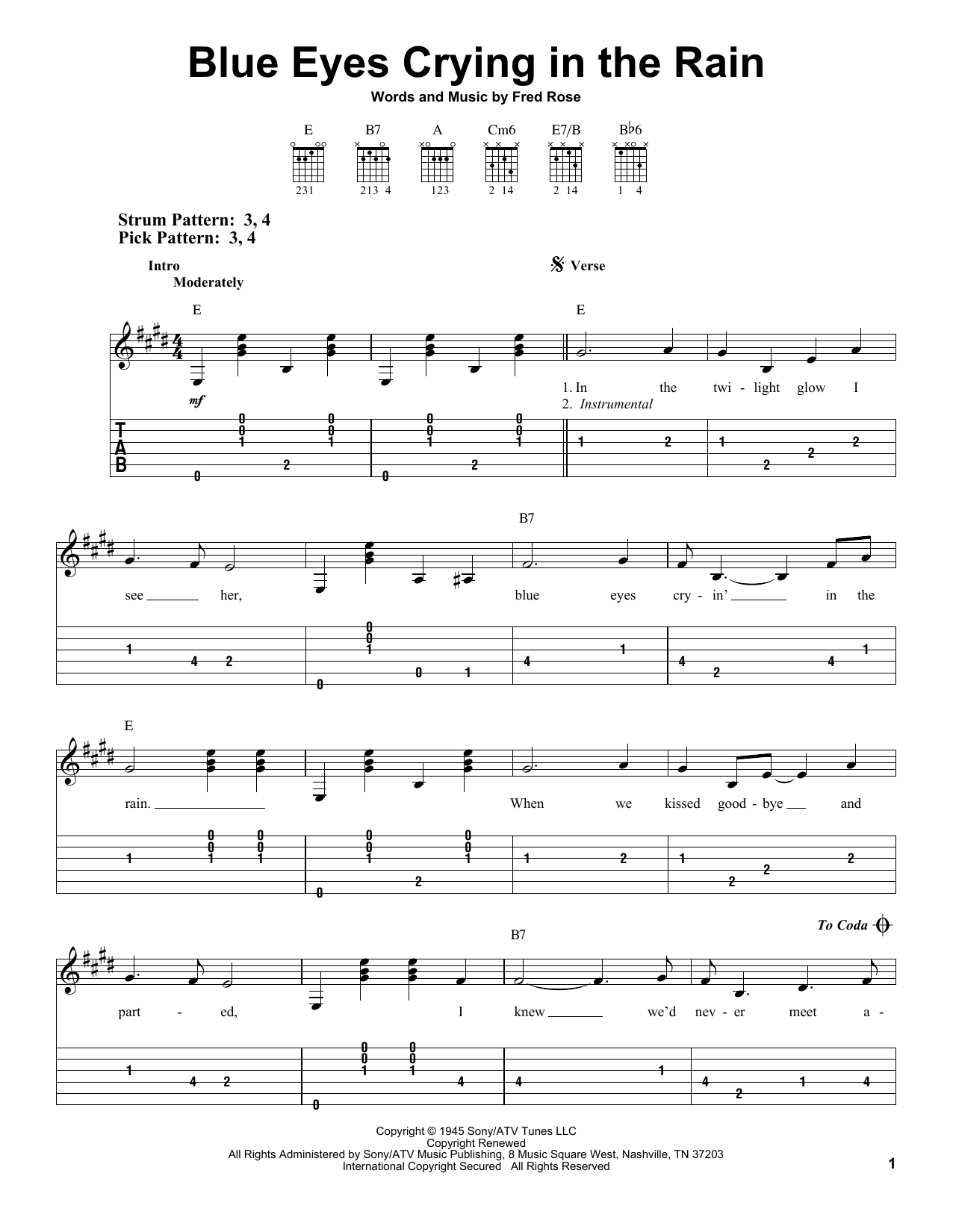 Download Willie Nelson Blue Eyes Crying In The Rain Sheet Music