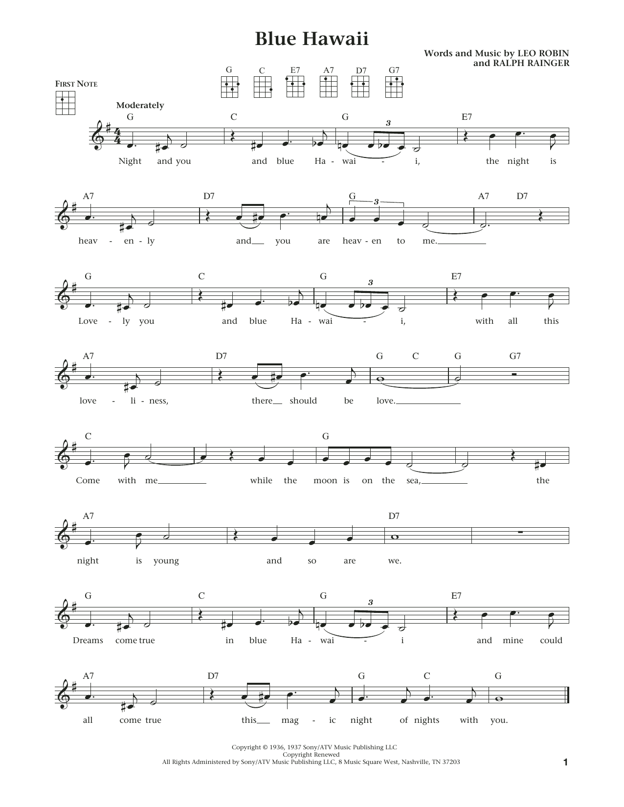 Download Elvis Presley Blue Hawaii (from The Daily Ukulele) (a Sheet Music