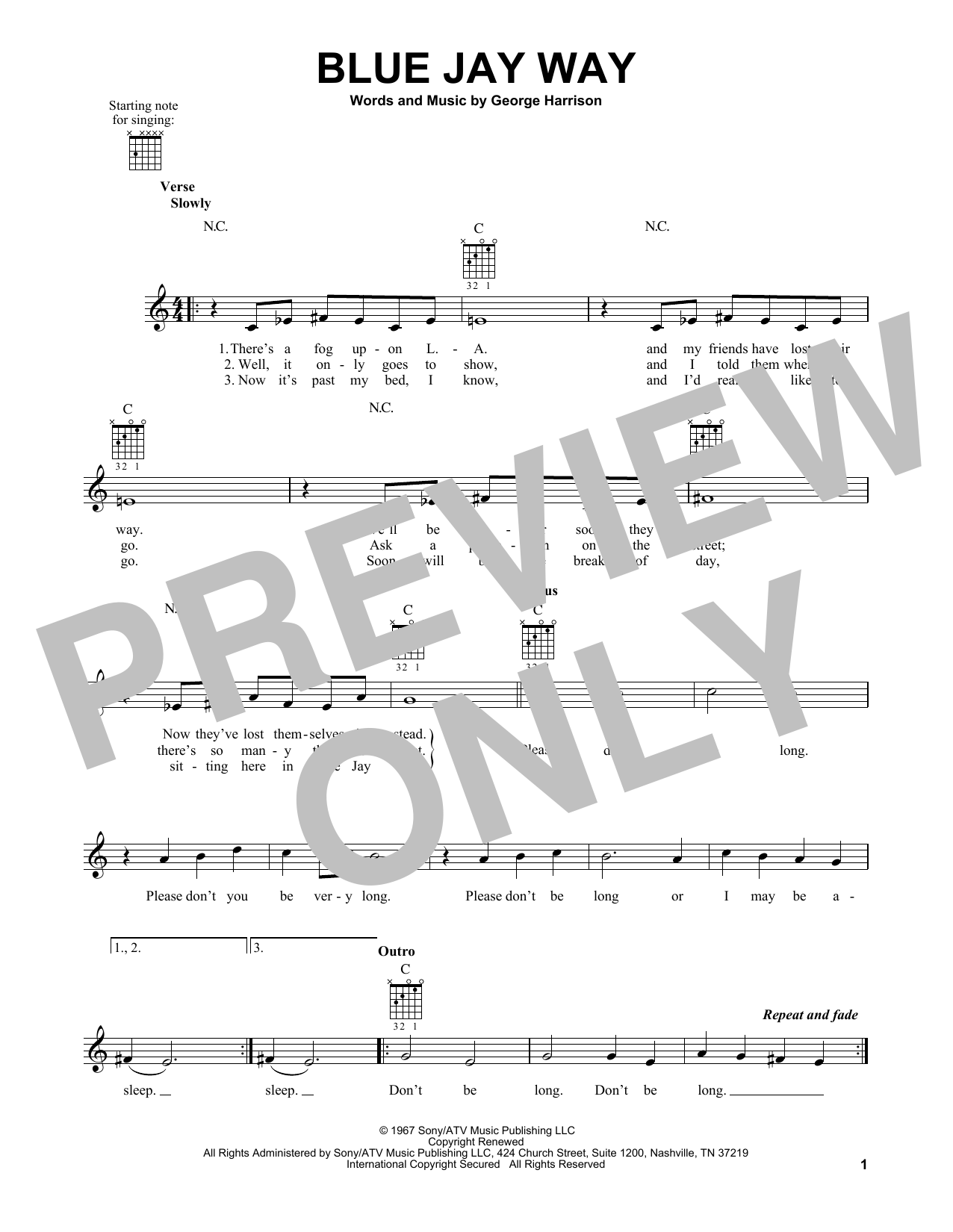 Download The Beatles Blue Jay Way Sheet Music