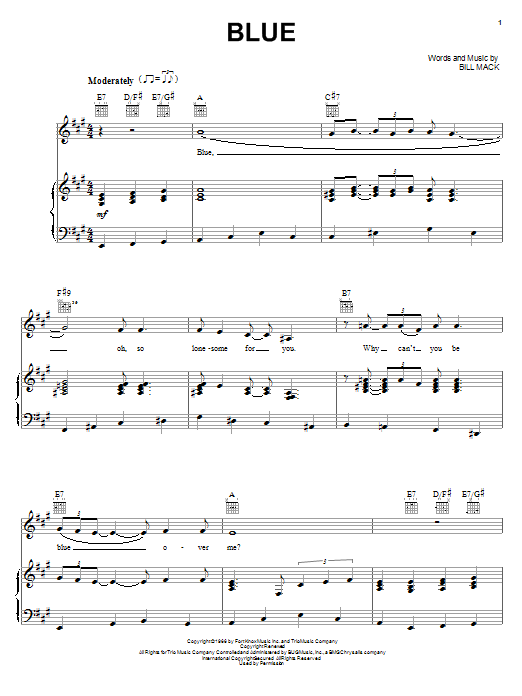 LeAnn Rimes Blue sheet music notes printable PDF score
