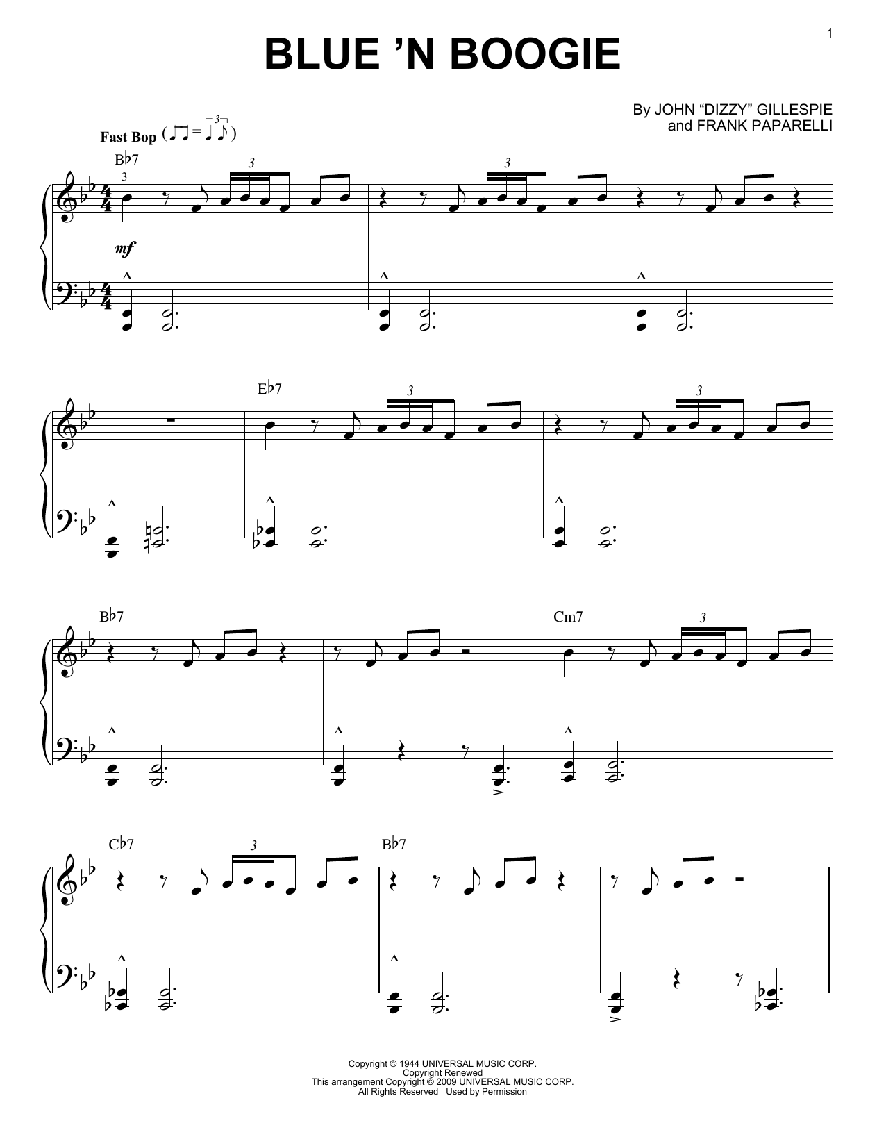 Download Dizzy Gillespie Blue 'N Boogie [Jazz version] Sheet Music