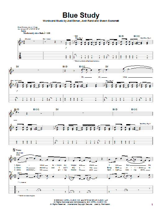 Download Stone Sour Blue Study Sheet Music
