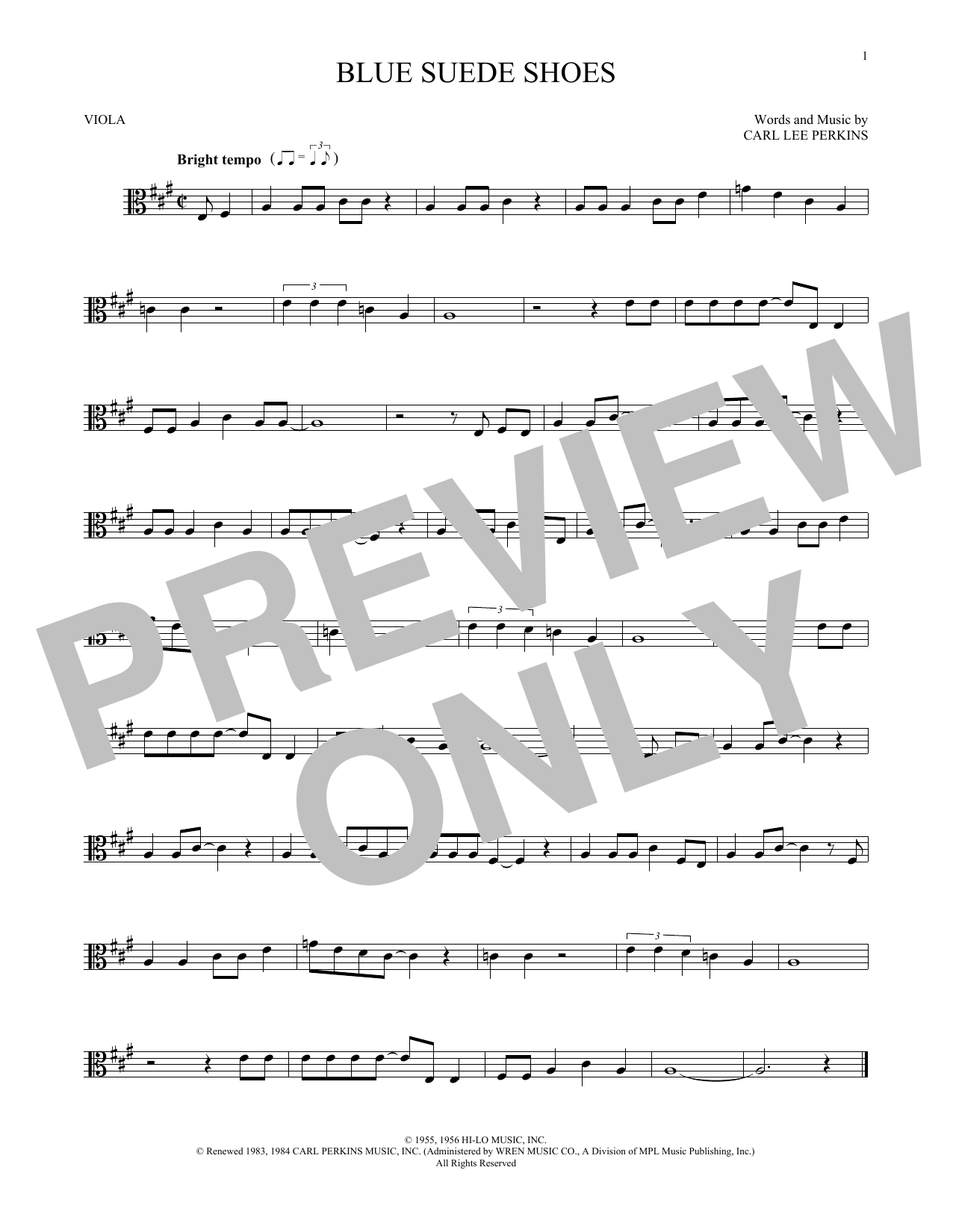 Download Carl Perkins Blue Suede Shoes Sheet Music