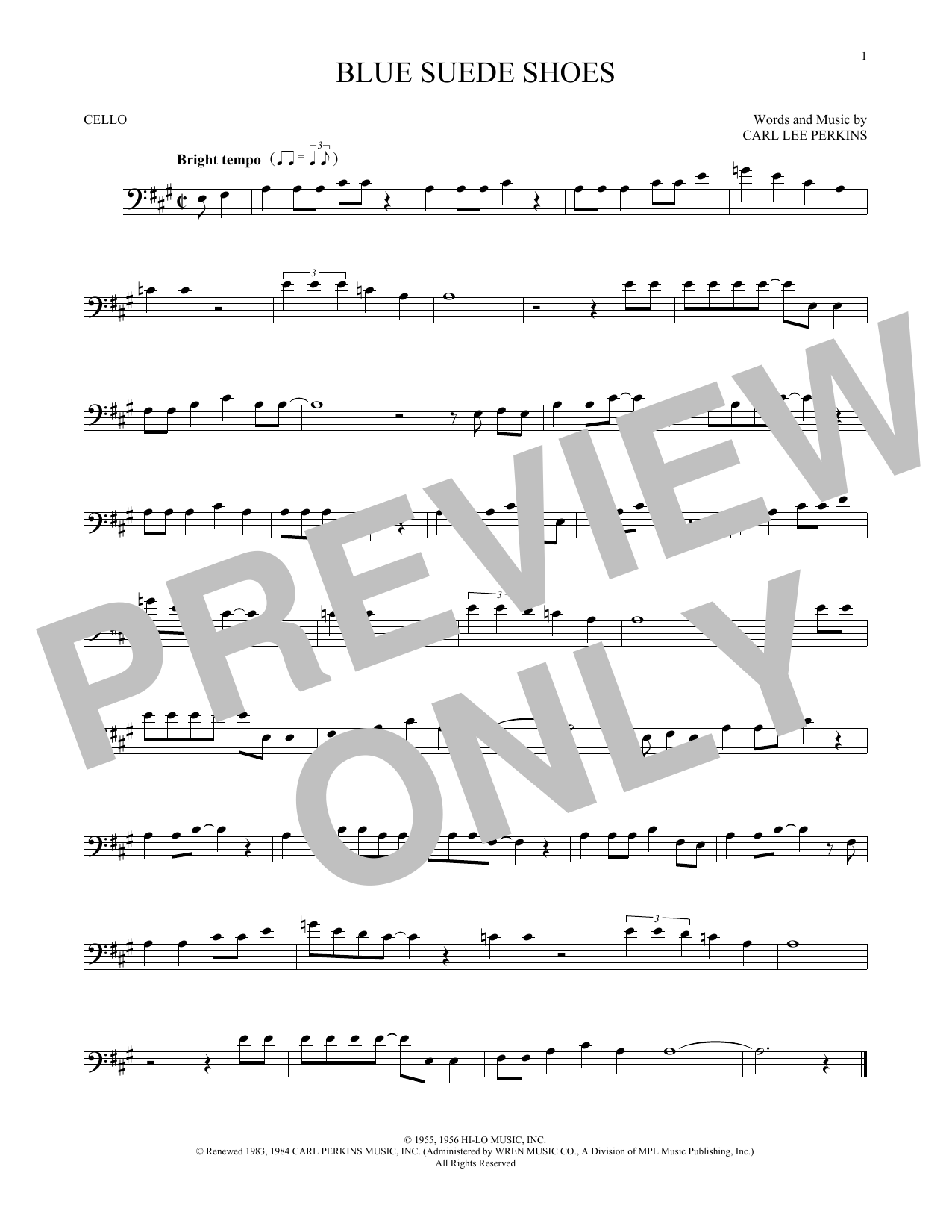 Download Carl Perkins Blue Suede Shoes Sheet Music