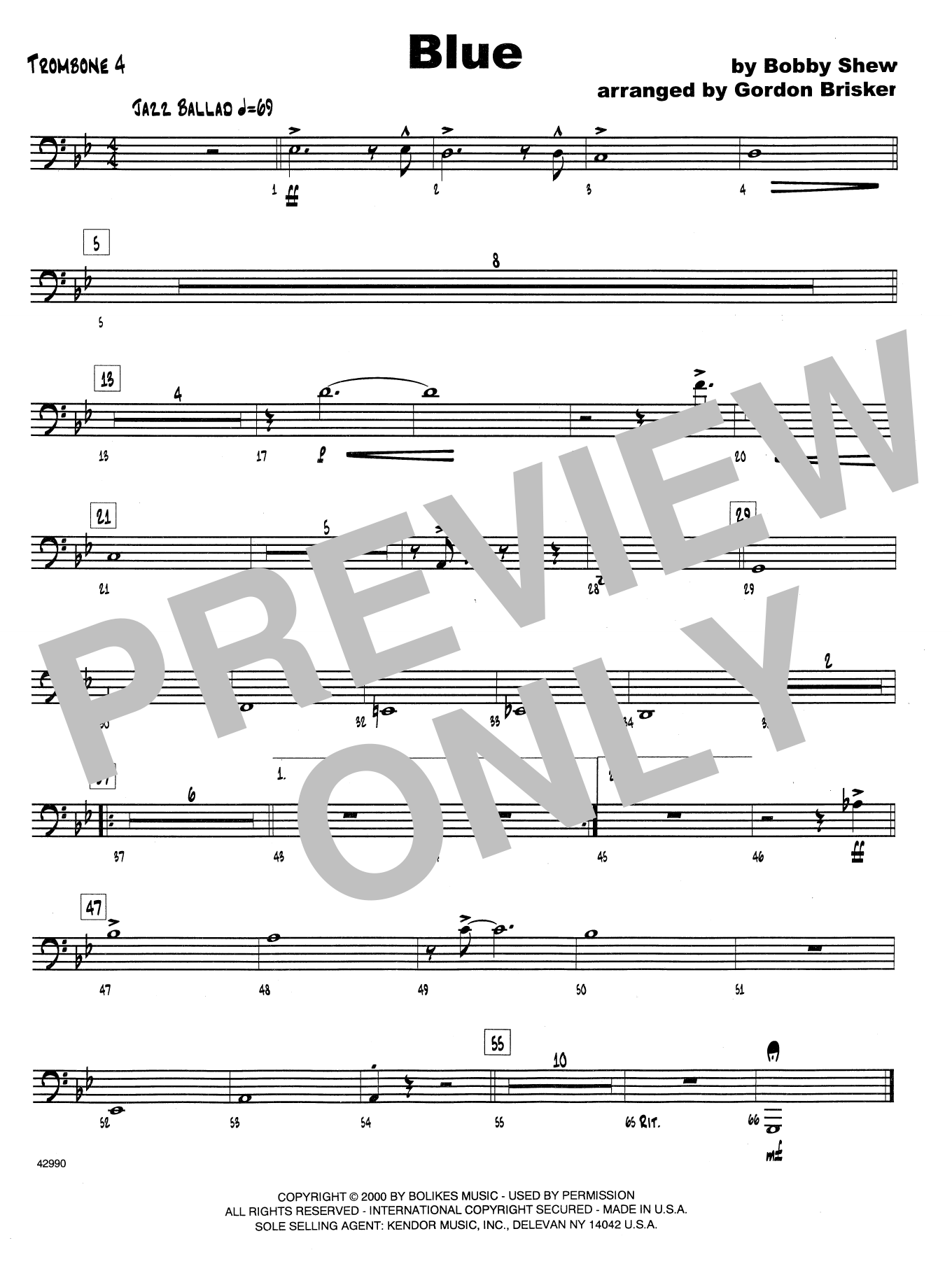 Download Bobby Shew Blue - 4th Trombone Sheet Music