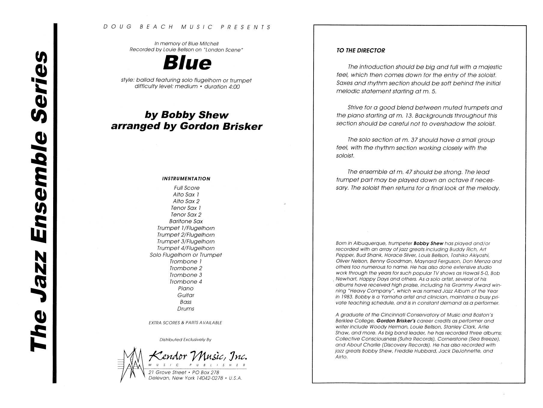 Download Bobby Shew Blue - Full Score Sheet Music