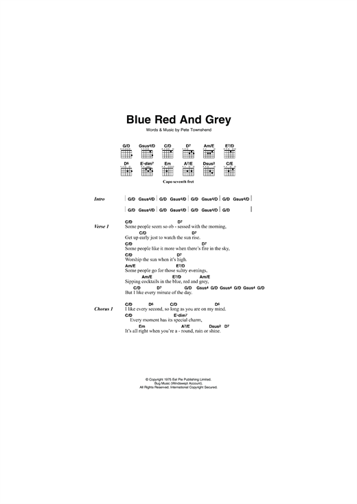 Download The Who Blue, Red and Grey Sheet Music