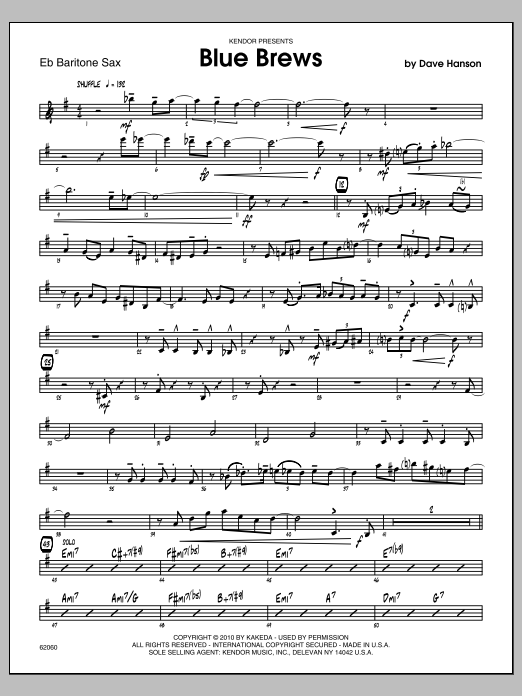 Download Hanson Blue Brews - Baritone Sax Sheet Music
