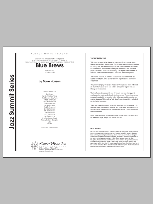 Download Hanson Blue Brews - Full Score Sheet Music