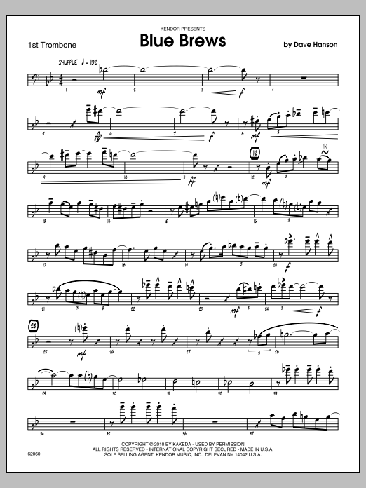 Download Hanson Blue Brews - Trombone 1 Sheet Music
