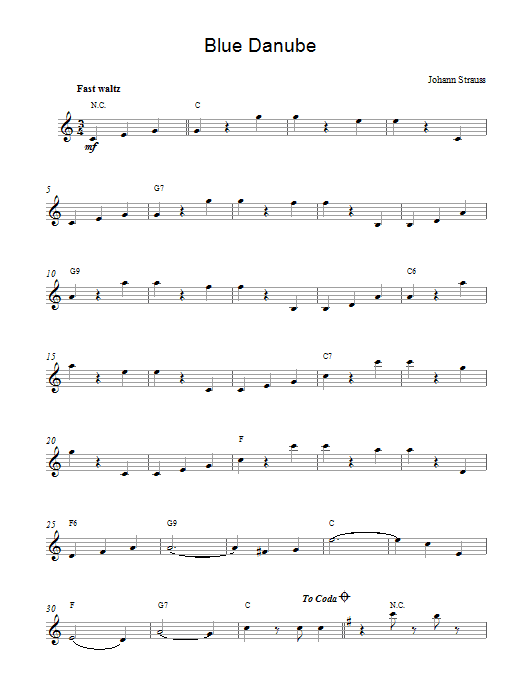 Johann Strauss II The Blue Danube Waltz sheet music notes printable PDF score