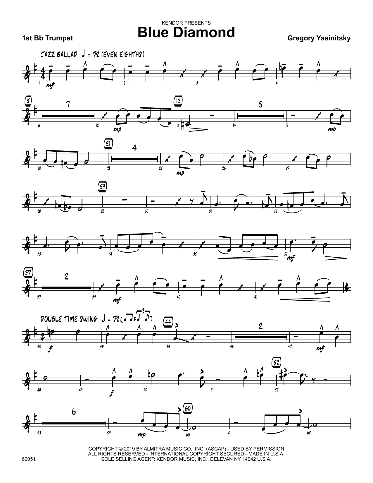 Download Gregory Yasinitsky Blue Diamond - 1st Bb Trumpet Sheet Music