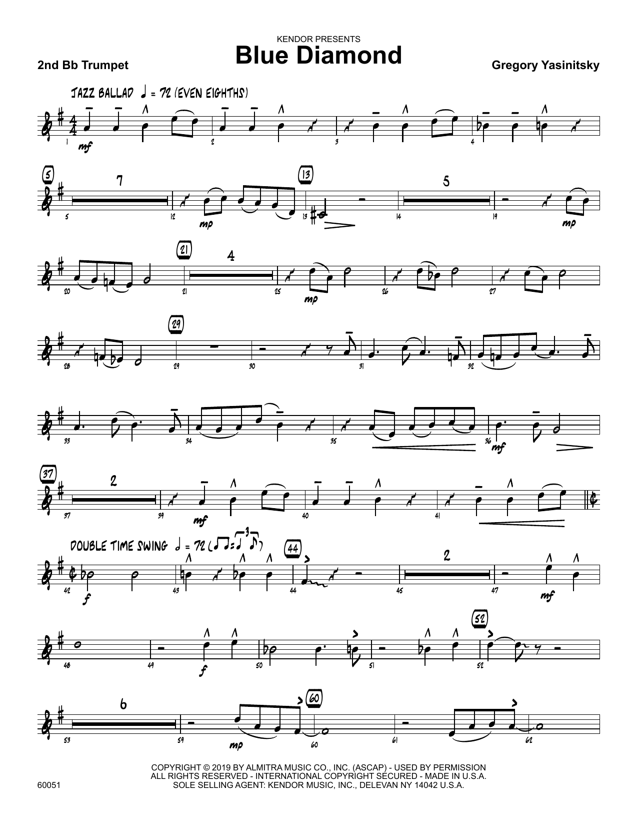 Download Gregory Yasinitsky Blue Diamond - 2nd Bb Trumpet Sheet Music