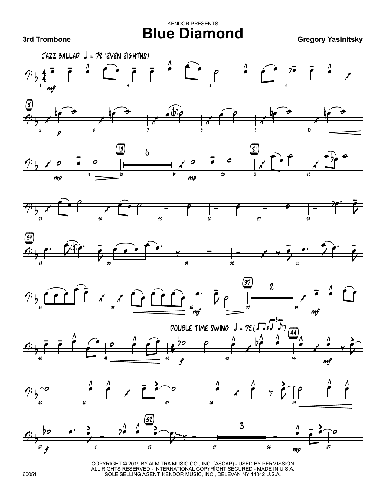 Download Gregory Yasinitsky Blue Diamond - 3rd Trombone Sheet Music