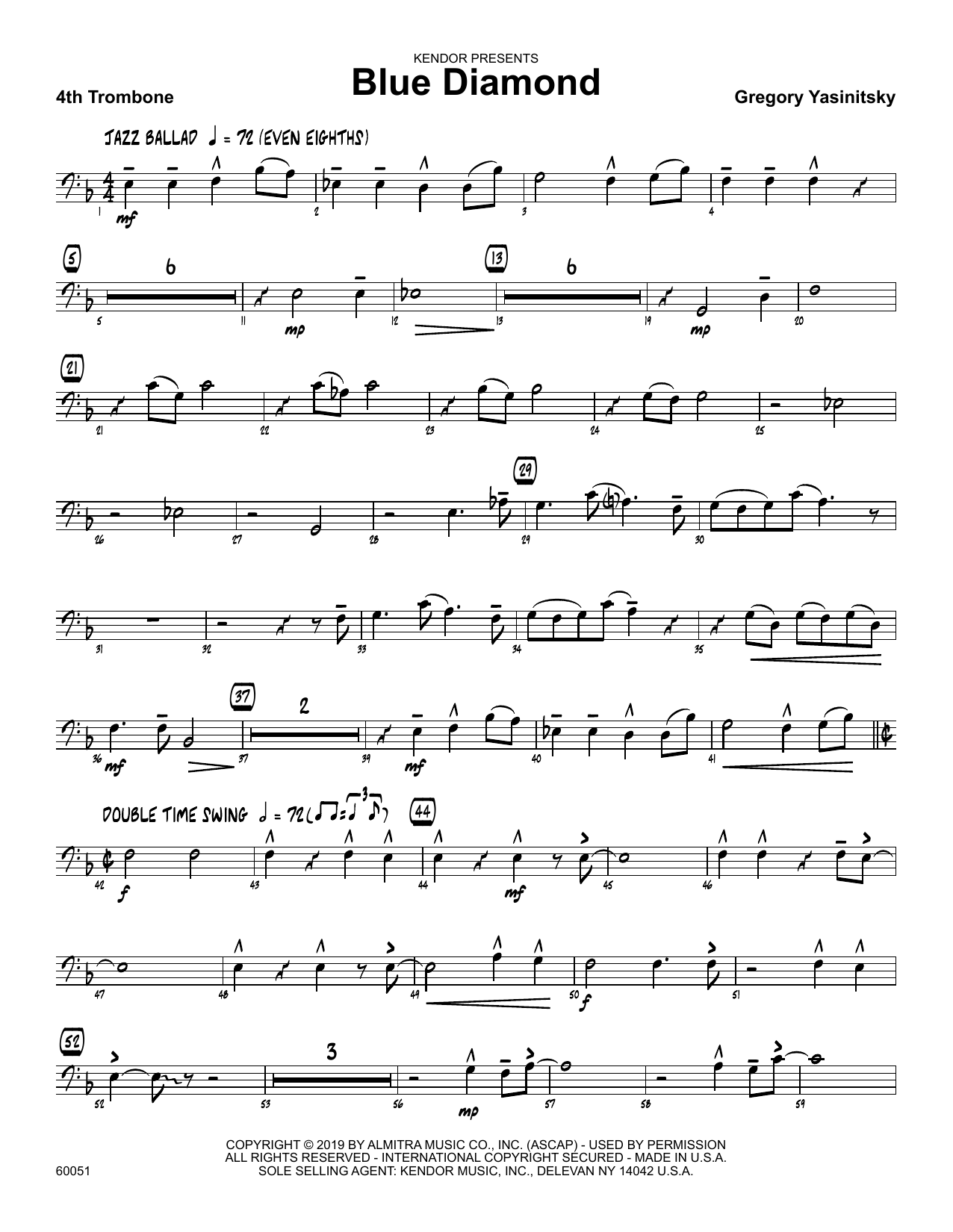 Download Gregory Yasinitsky Blue Diamond - 4th Trombone Sheet Music