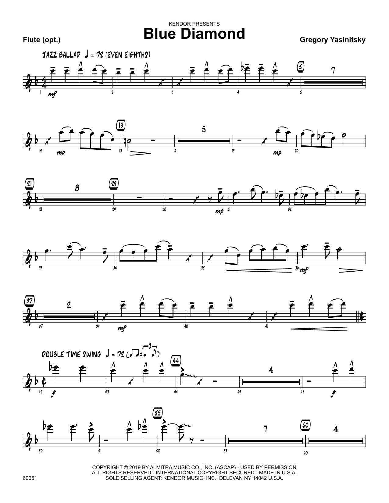 Download Gregory Yasinitsky Blue Diamond - Flute Sheet Music