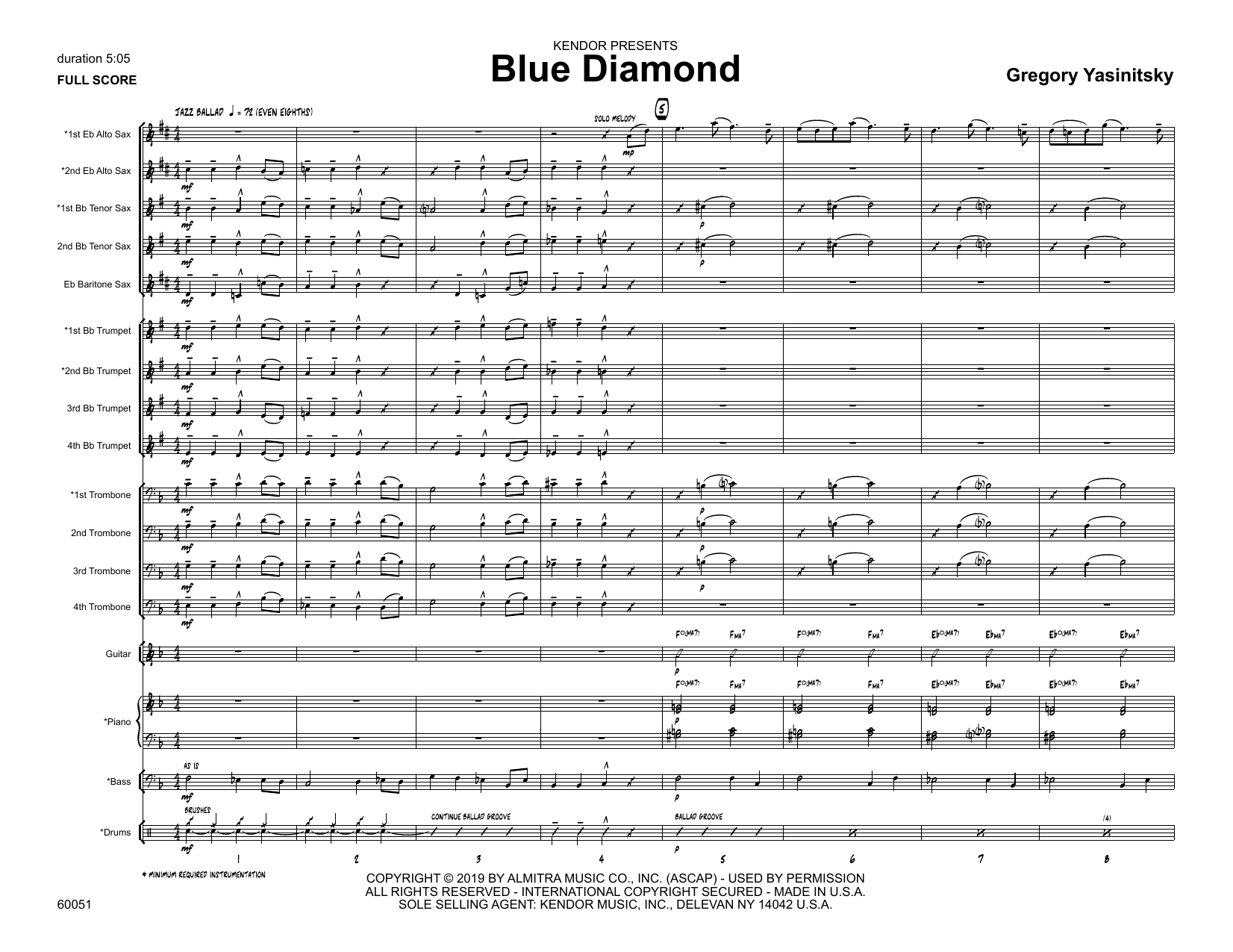 Download Gregory Yasinitsky Blue Diamond - Full Score Sheet Music