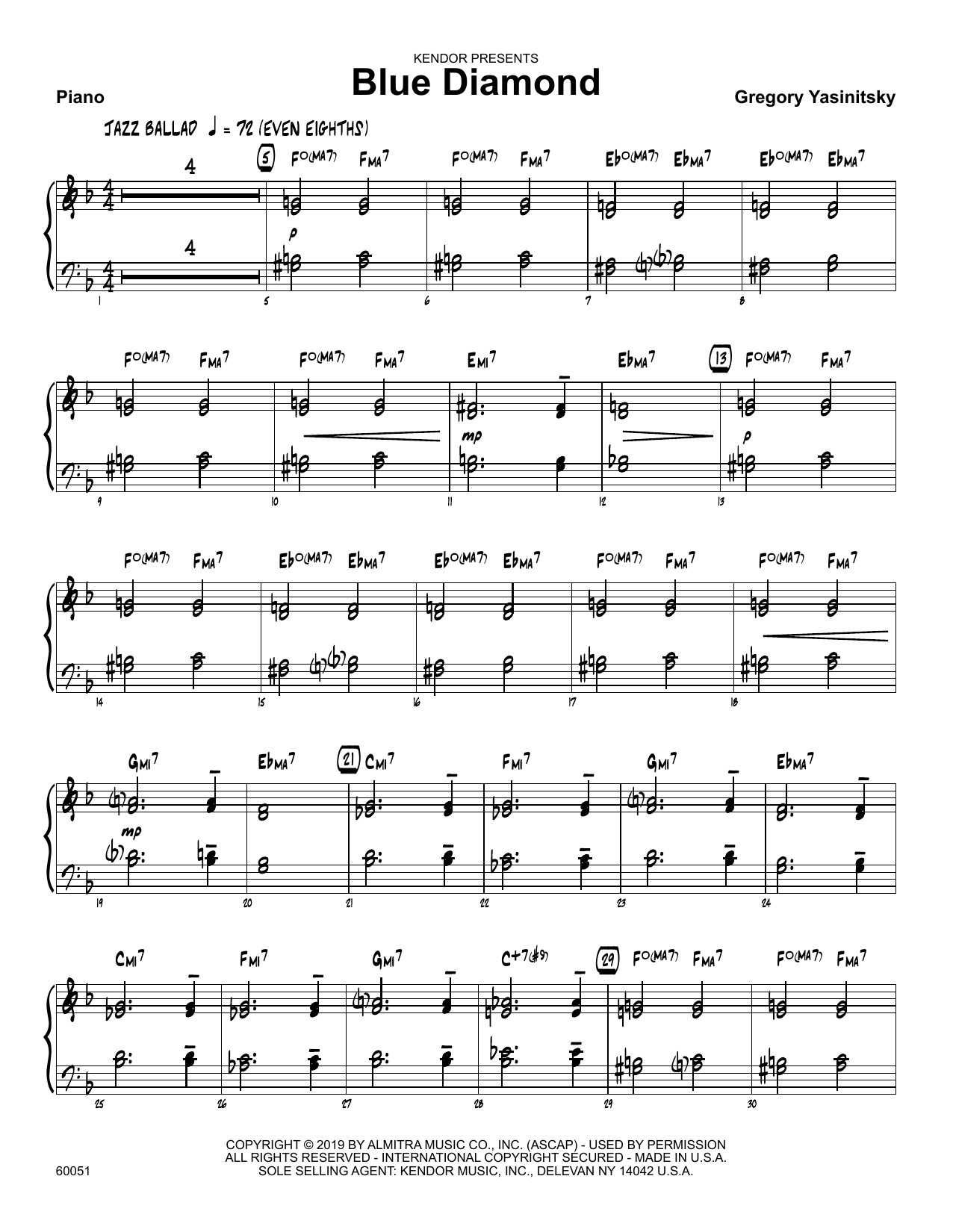 Download Gregory Yasinitsky Blue Diamond - Piano Sheet Music